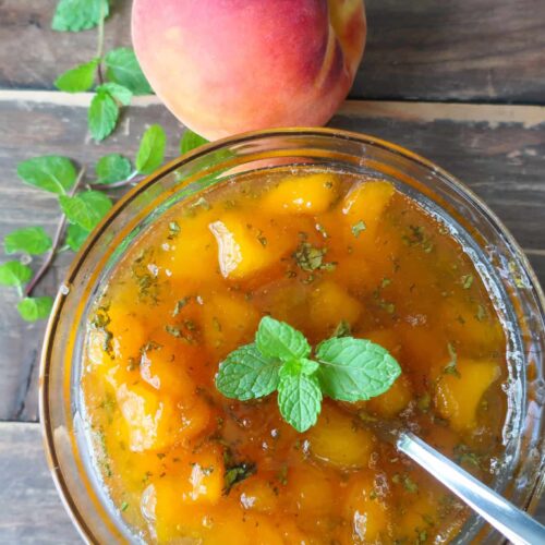 peach and mint fruit compote