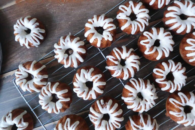 mini bundt cakes drizzled with brown butter vanilla glaze