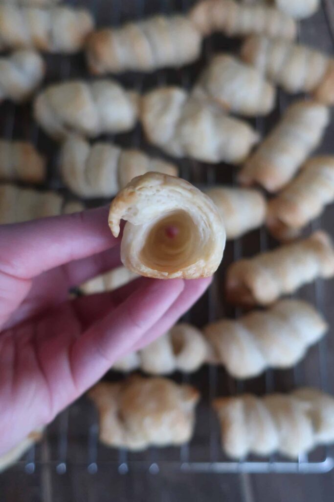 baked puff pastry shell for mini cream horns
