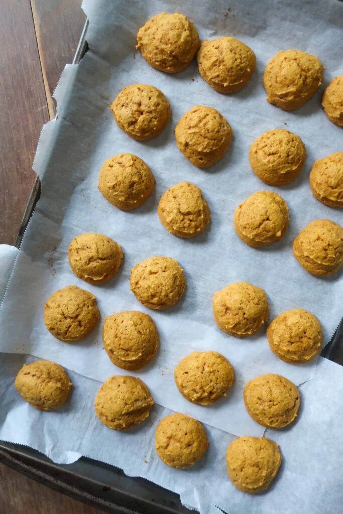 baked soft cookies on baking sheet