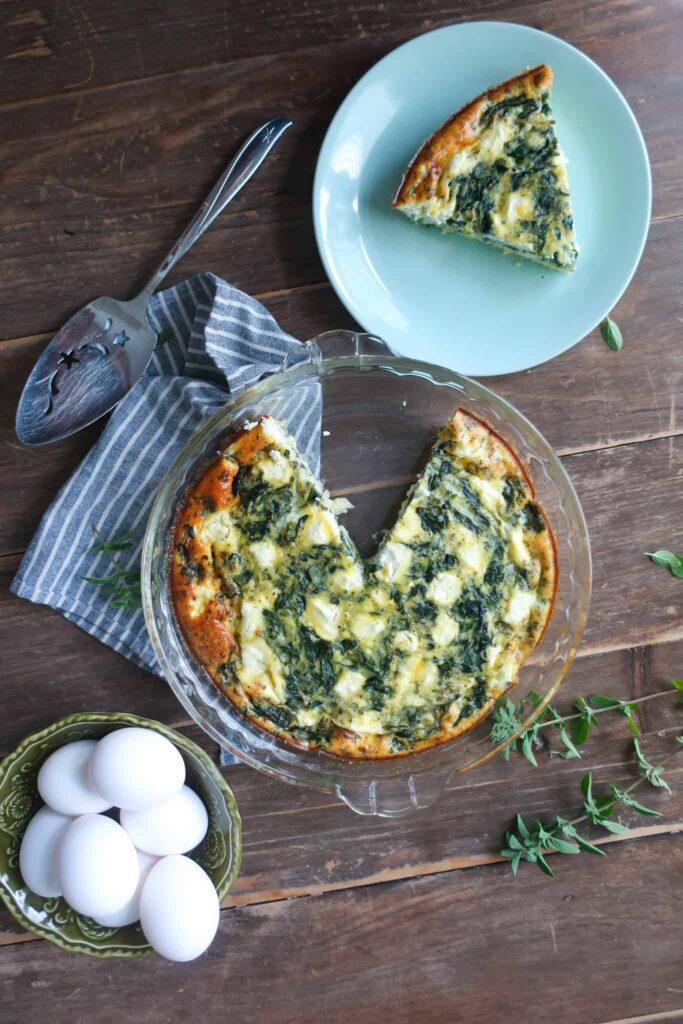 easy crustless mediterranean quiche recipe with spinach and feta