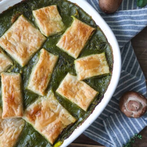 spinach pot pie with puff pastry