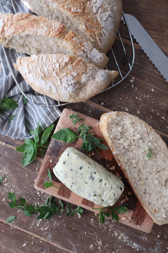 flavored homemade butter with fresh bread