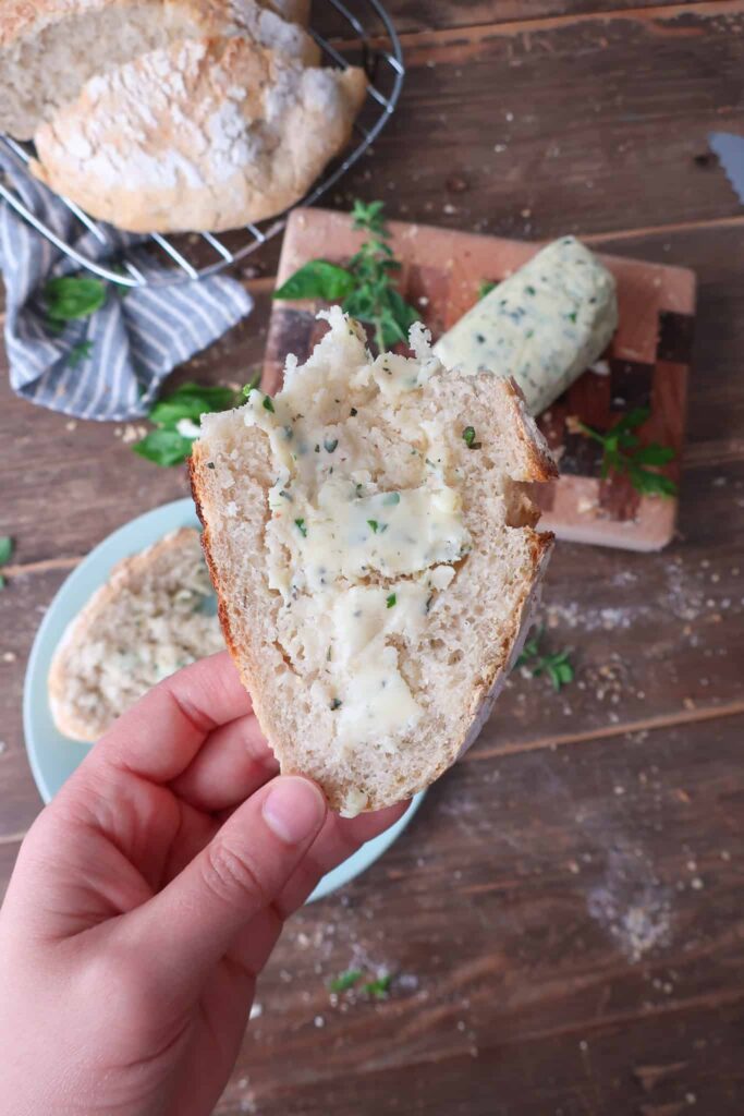 slice of fresh bread and butter