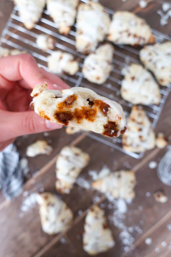 inside of scone with cinnamon chips