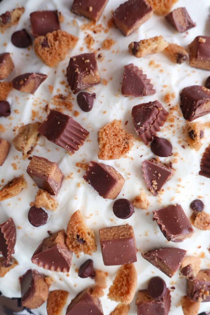 close-up of top of peanut butter pie