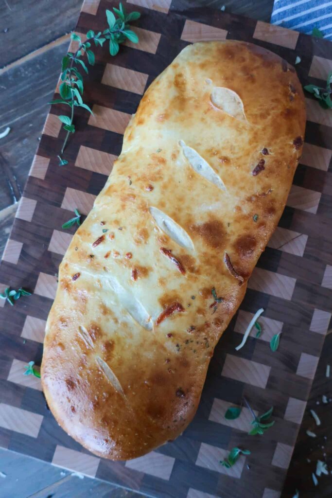 baked meat and cheese stromboli
