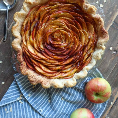 apple streusel pie fresh from the oven
