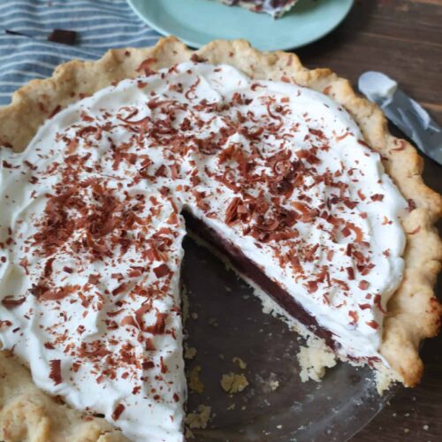 inside of chocolate cream pie from scratch