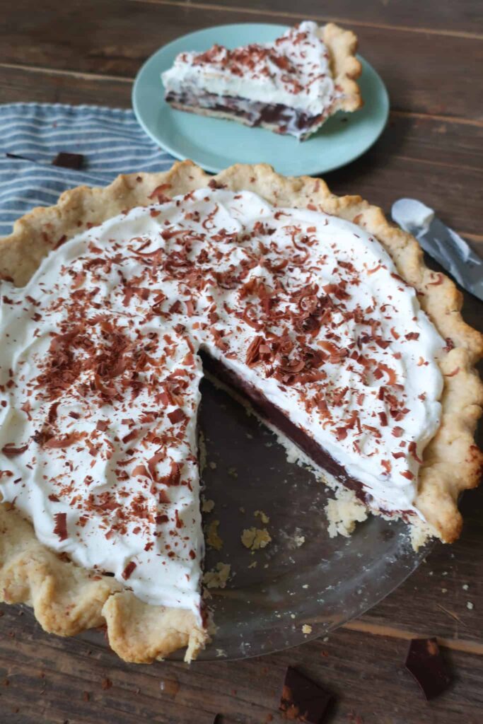inside of chocolate cream pie from scratch
