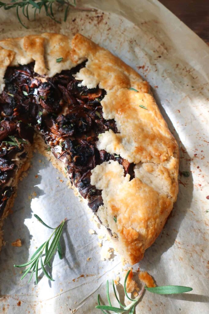 inside of mushroom rosemary galette