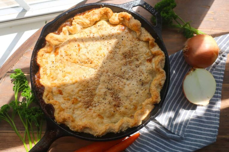 savory vegetable pot pie made in one pan