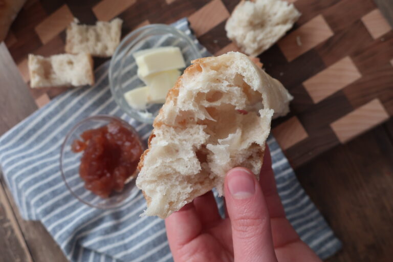 inside look at a french baguettes