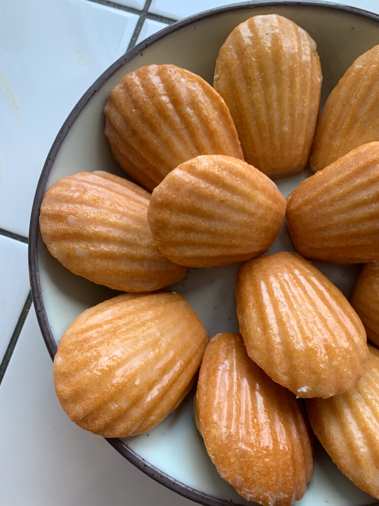 lemon madeleines with lemon glaze