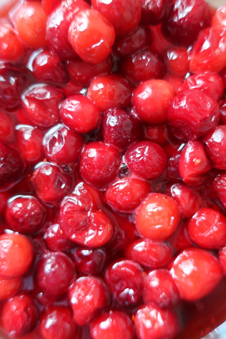 up close cranberry consomme