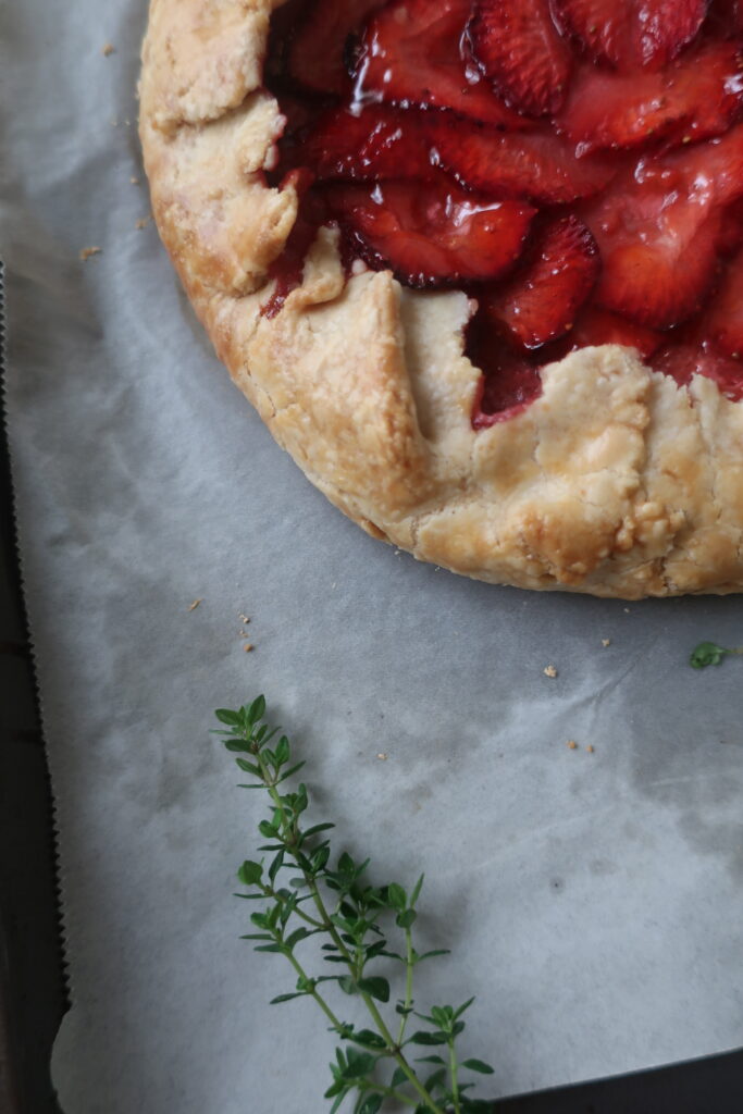 strawberry, thyme, and goat cheese galette