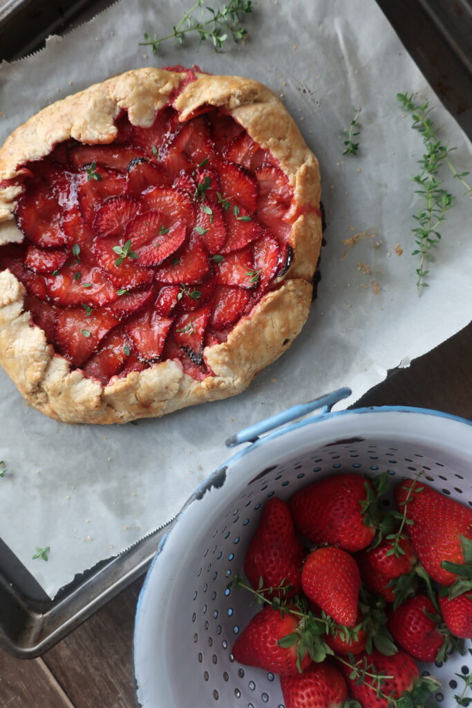 strawberry, thyme, and goat cheese galette