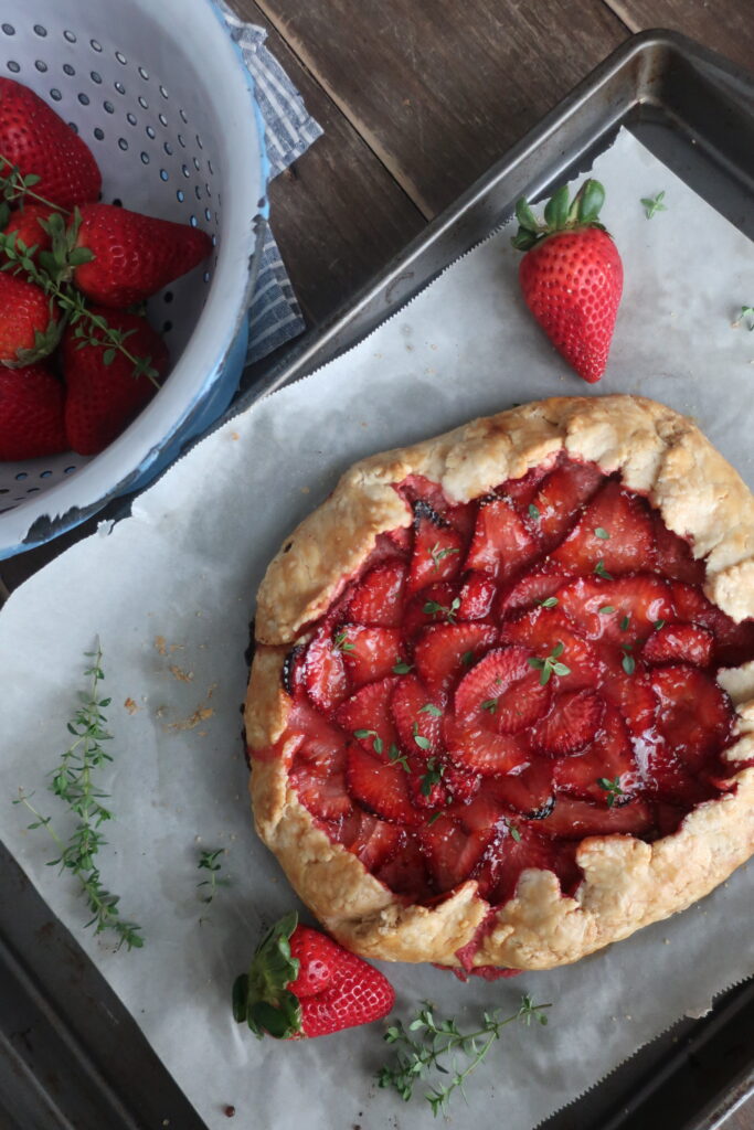 strawberry, thyme, and goat cheese galette