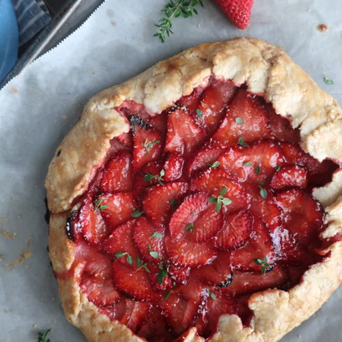 strawberry, thyme, and goat cheese galette