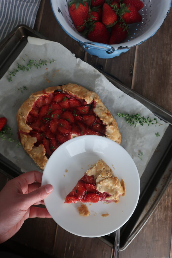 strawberry, thyme, and goat cheese galette