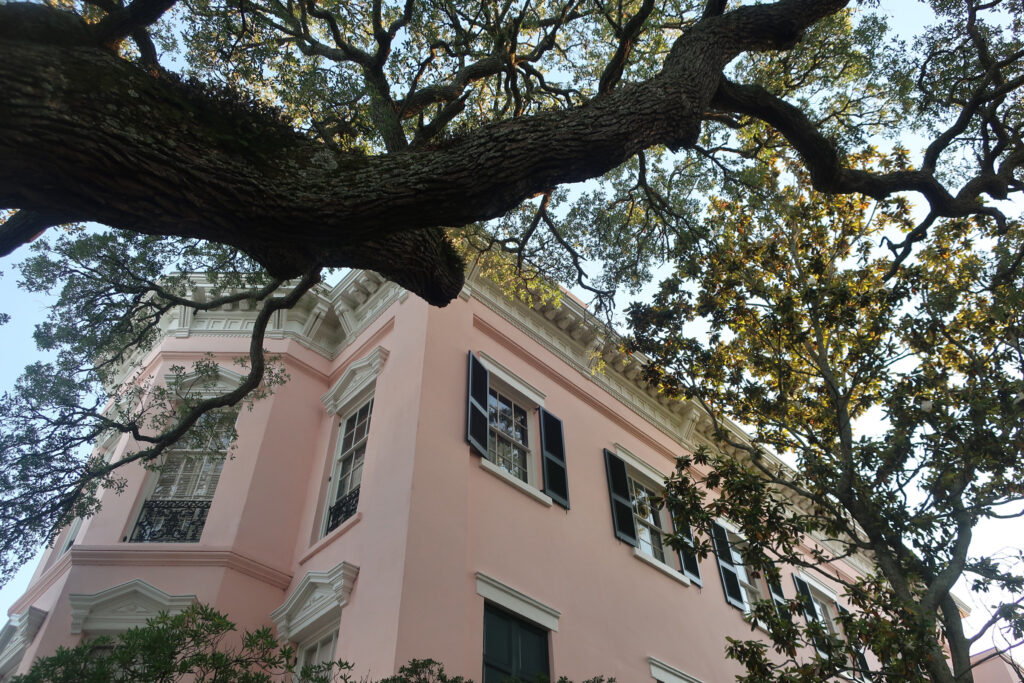 woman on rainbow row in charleston; charleston historic district; things to do in charleston south carolina; visit charleston south carolina; places to see outside of the historic district in charleston south carolina; southern united states state; usa road trip; southern charm; charleston flower boxes; mount pleasant charleston; beach towns; small town usa; daniels island south carolina; daniel island ferry south carolina