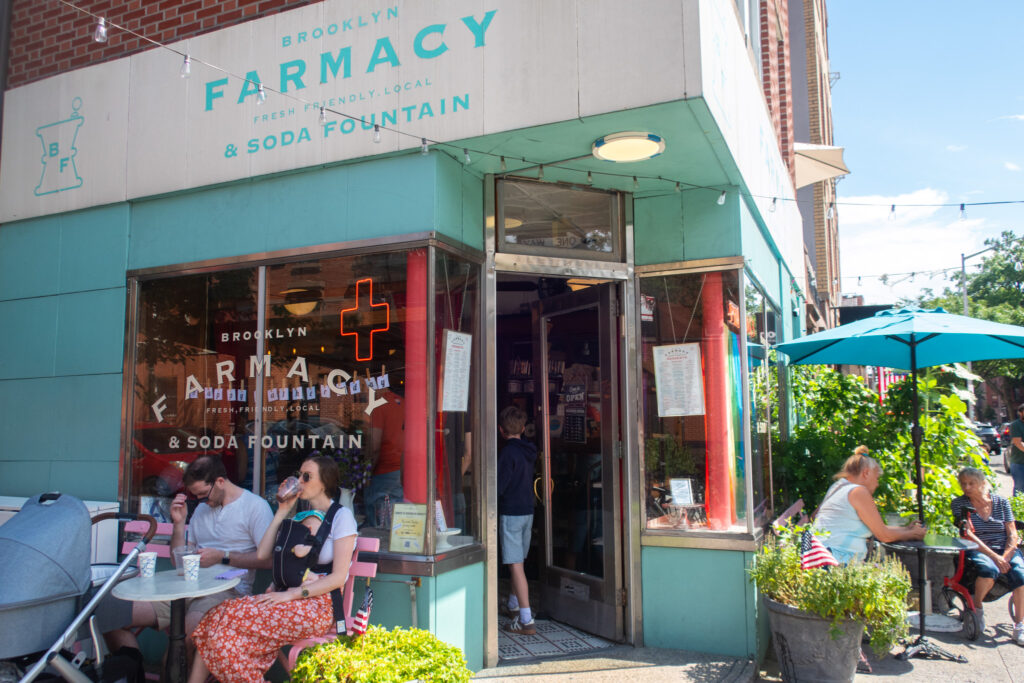 brooklyn farmacy in cobble hill brooklyn new york city; soda fountain; ice cream parlor; ice cream shop new york city; classic diner; summer in new york city