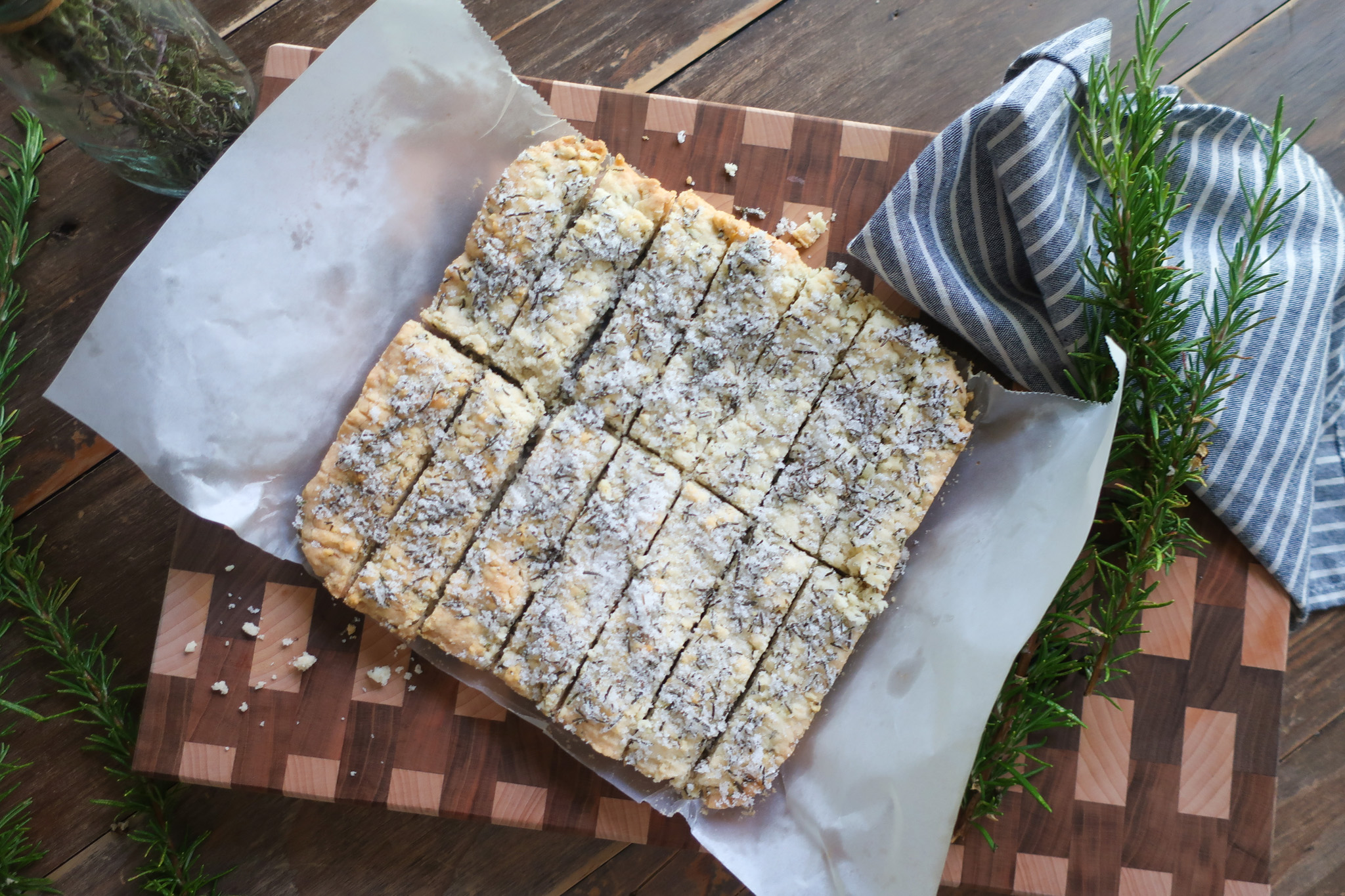 rosemary shortbread topped with rosemary sugar