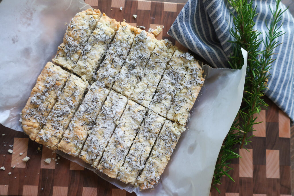 rosemary shortbread topped with rosemary sugar