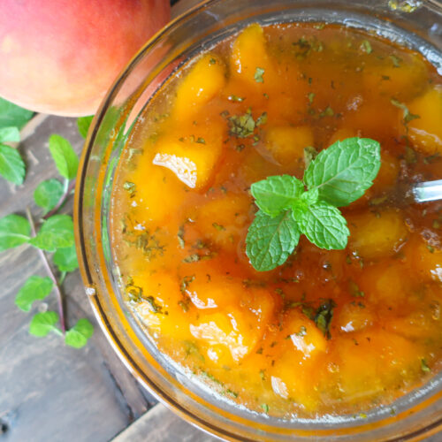 peach and mint compote