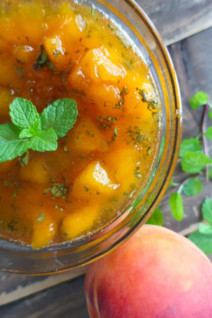 peach and mint compote