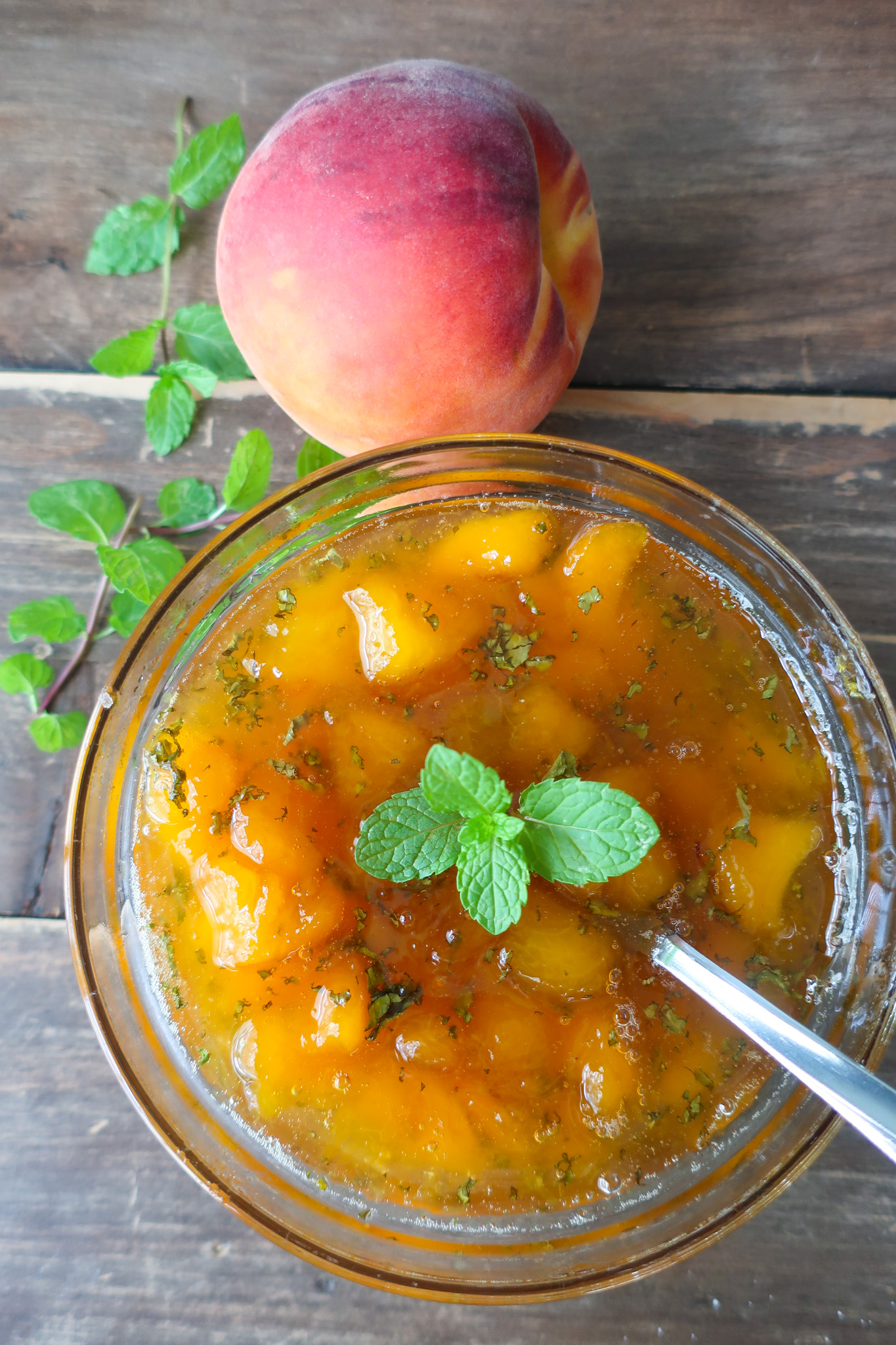 peach and mint compote