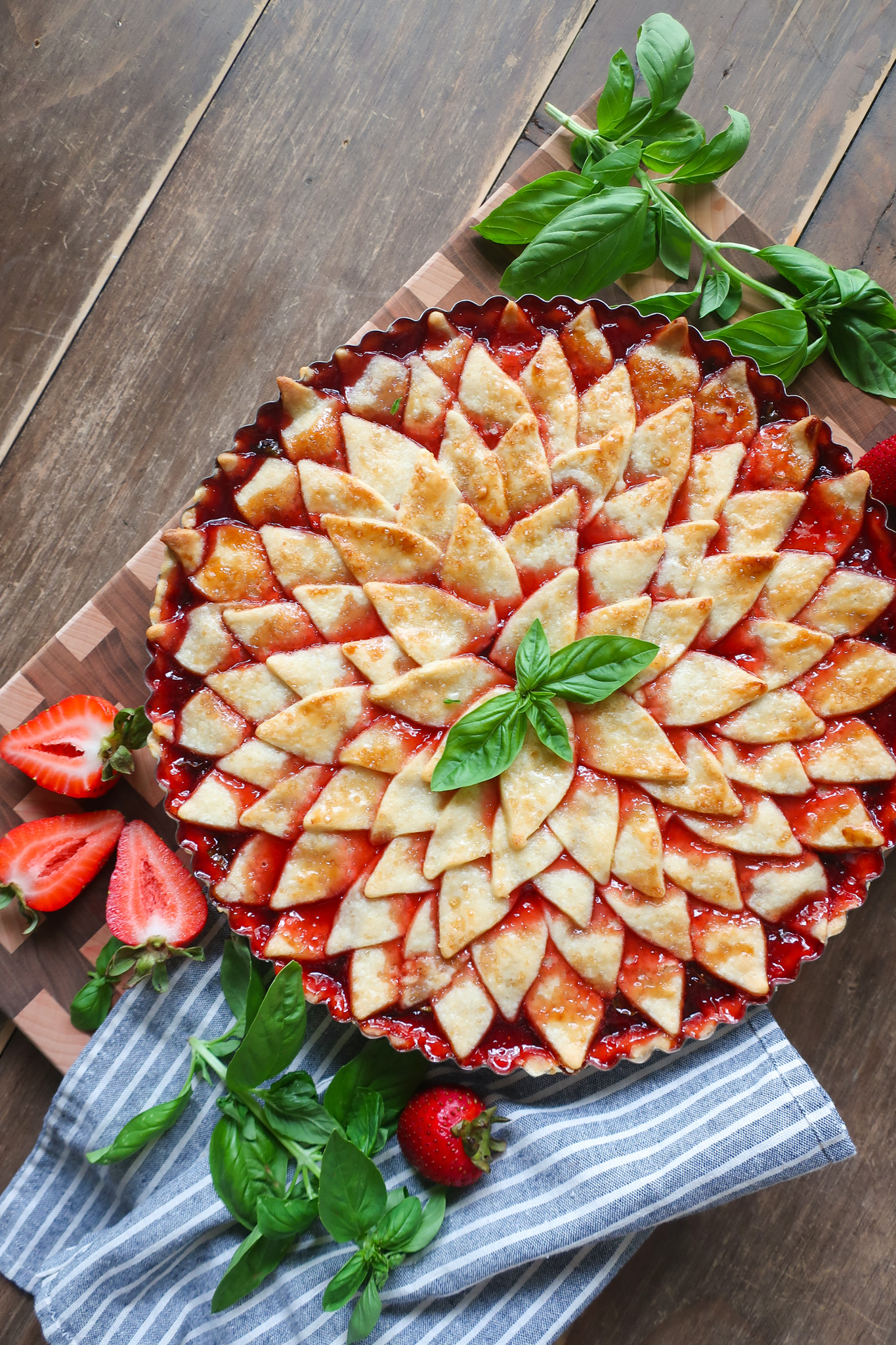 strawberry basil tart; summer tart; strawberry pie