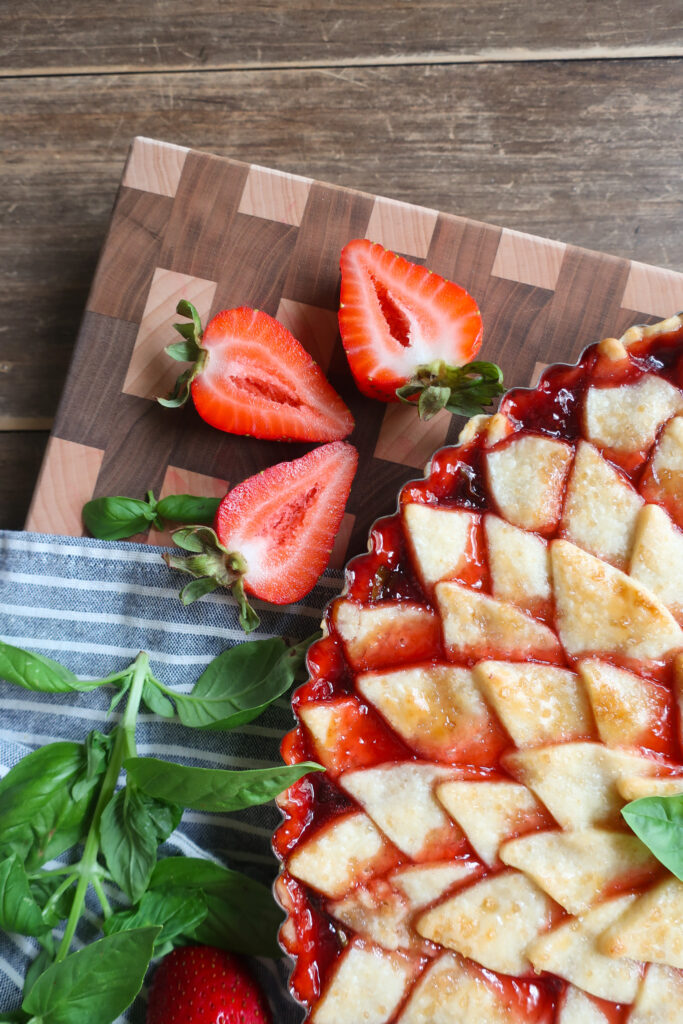 strawberry basil tart; strawberry basil pie