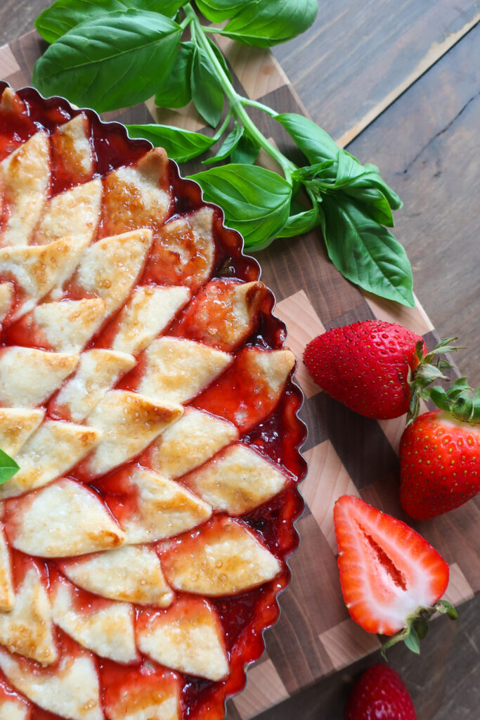 strawberry basil tart; strawberry basil pie