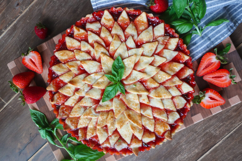 strawberry basil tart; strawberry basil pie