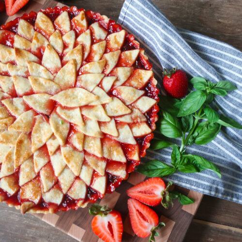 strawberry basil tart; strawberry basil pie