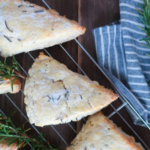 rosemary white chocolate scones with rosemary sugar