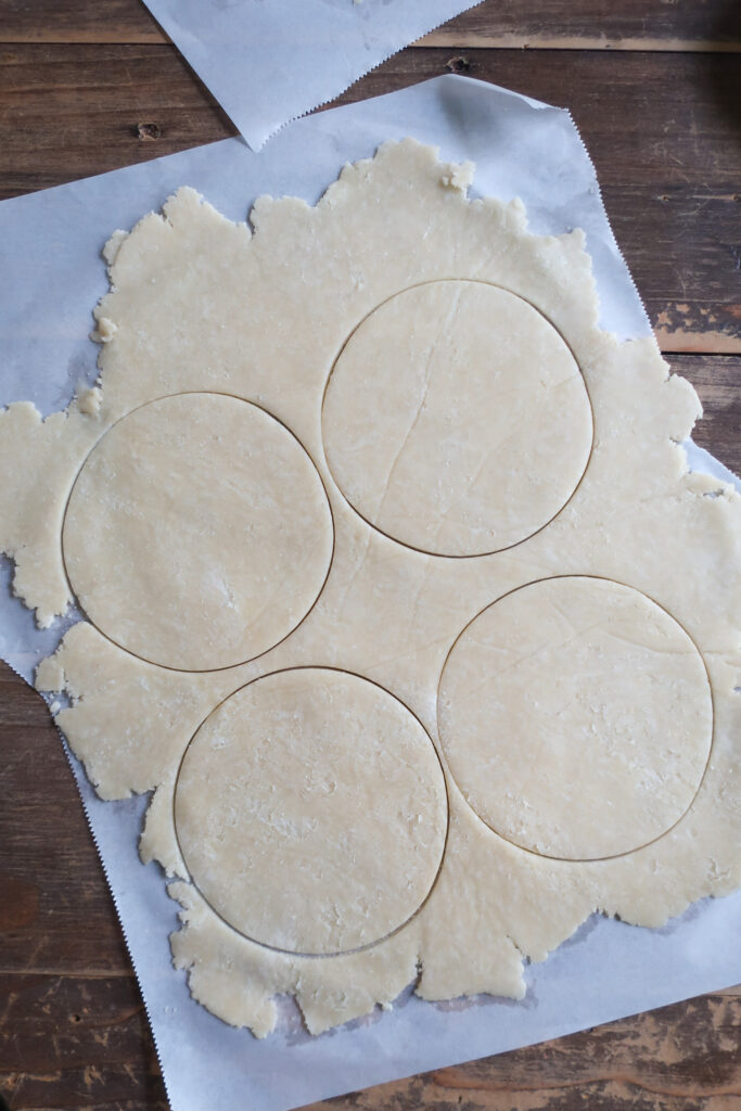 cut dough for blackberry and passionfruit hand pies