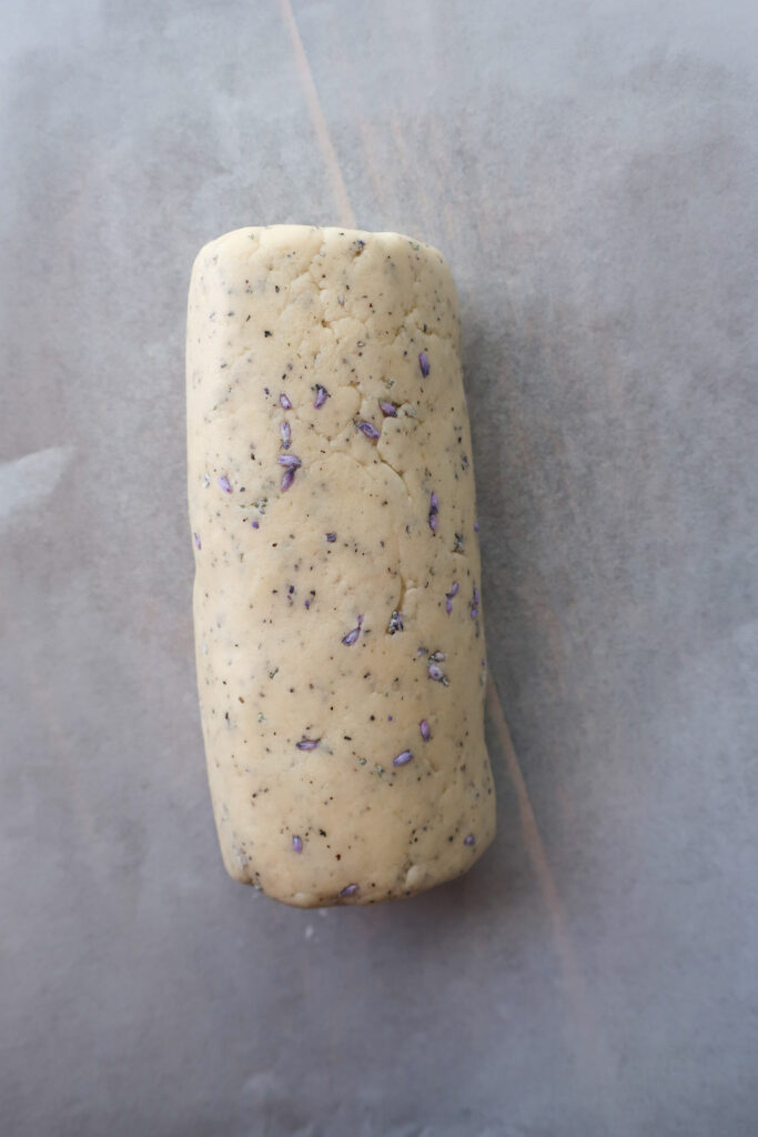 log of dough for earl grey and lavender shortbread cookies