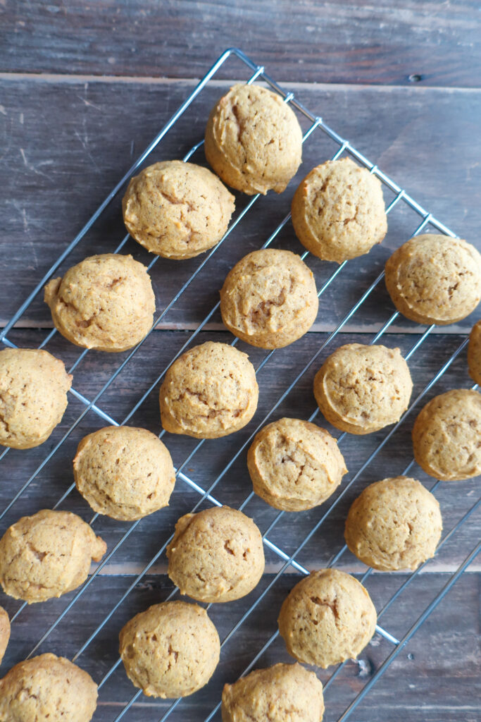 baked, unglazed grandma's soft pumpkin cookies with simple glaze