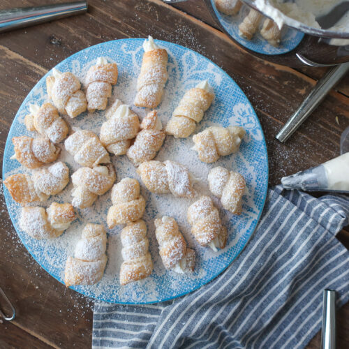 lady lock puff pastry filled with cream frosting