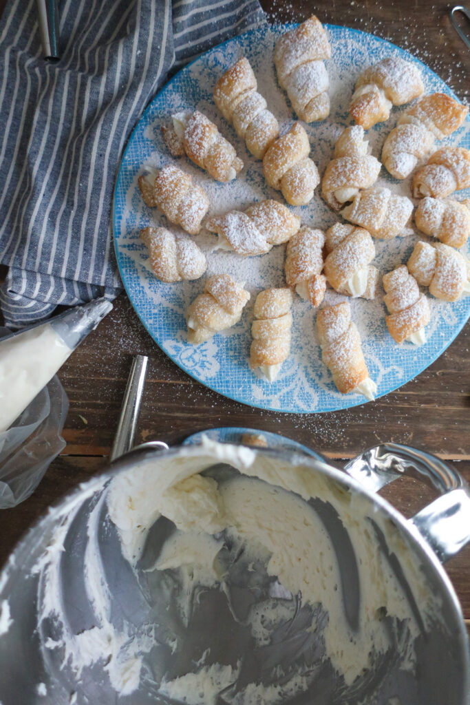 lady lock puff pastry filled with cream frosting