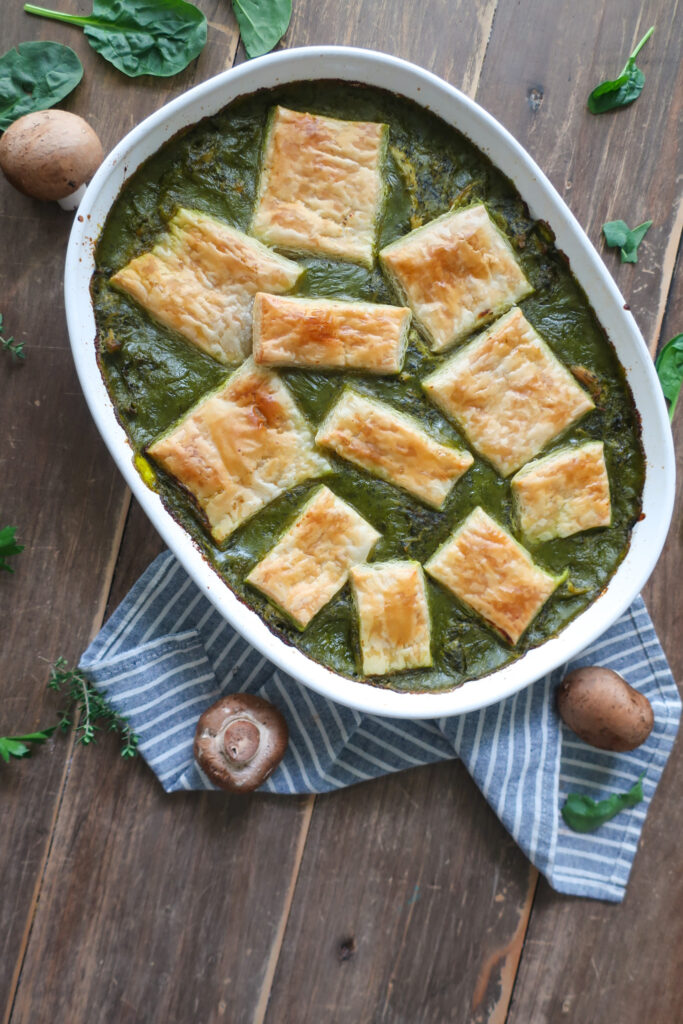 spinach and mushroom chicken pot pie