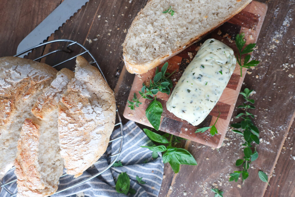 homemade herb butter with fresh bread