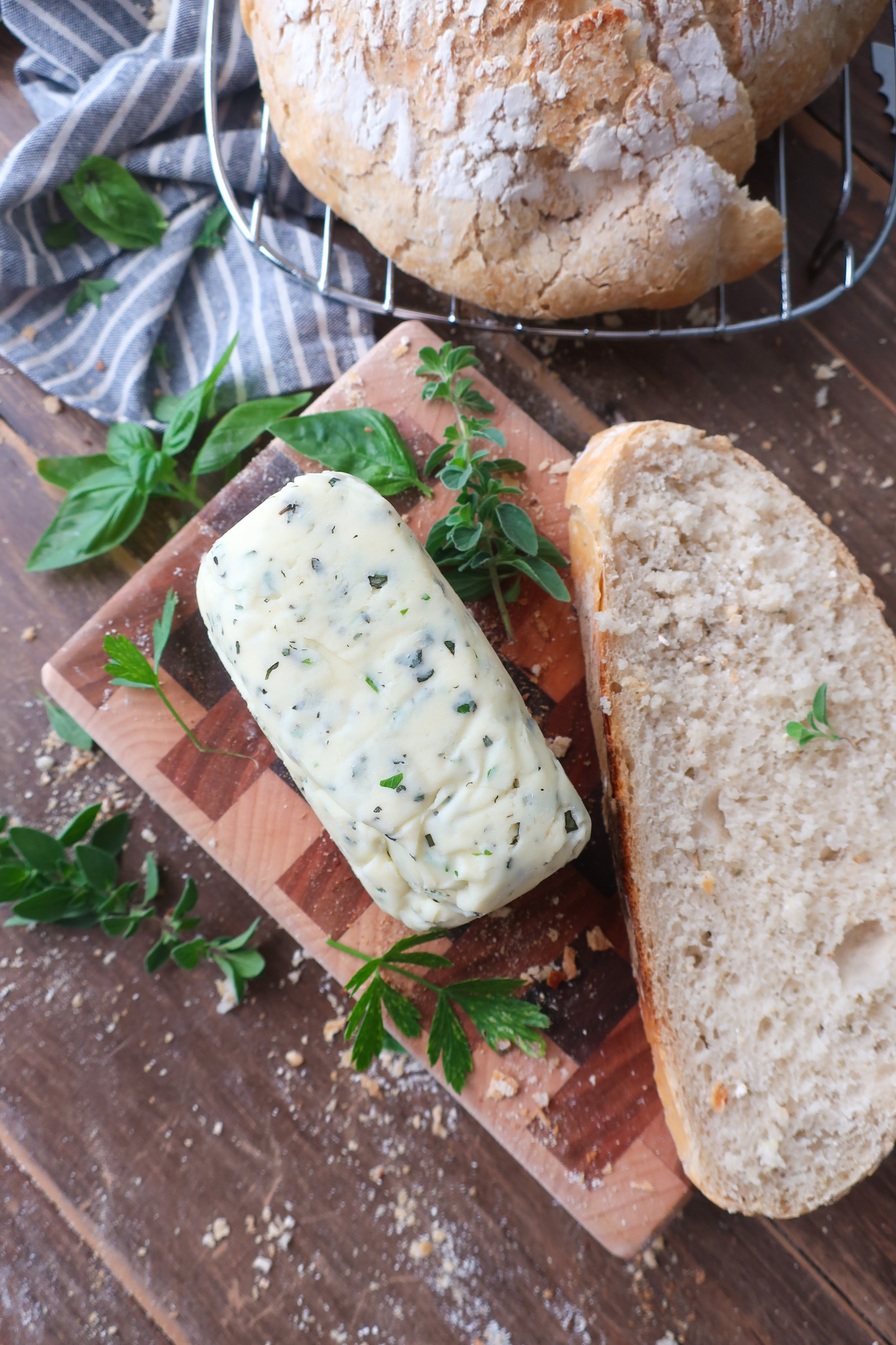 homemade herb butter with fresh bread