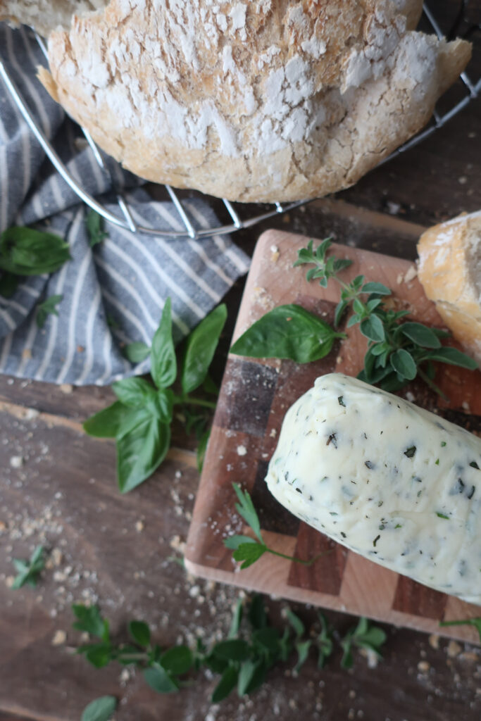 homemade herb butter with fresh bread