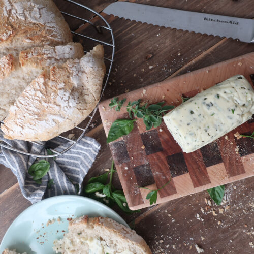 homemade herb butter with fresh bread