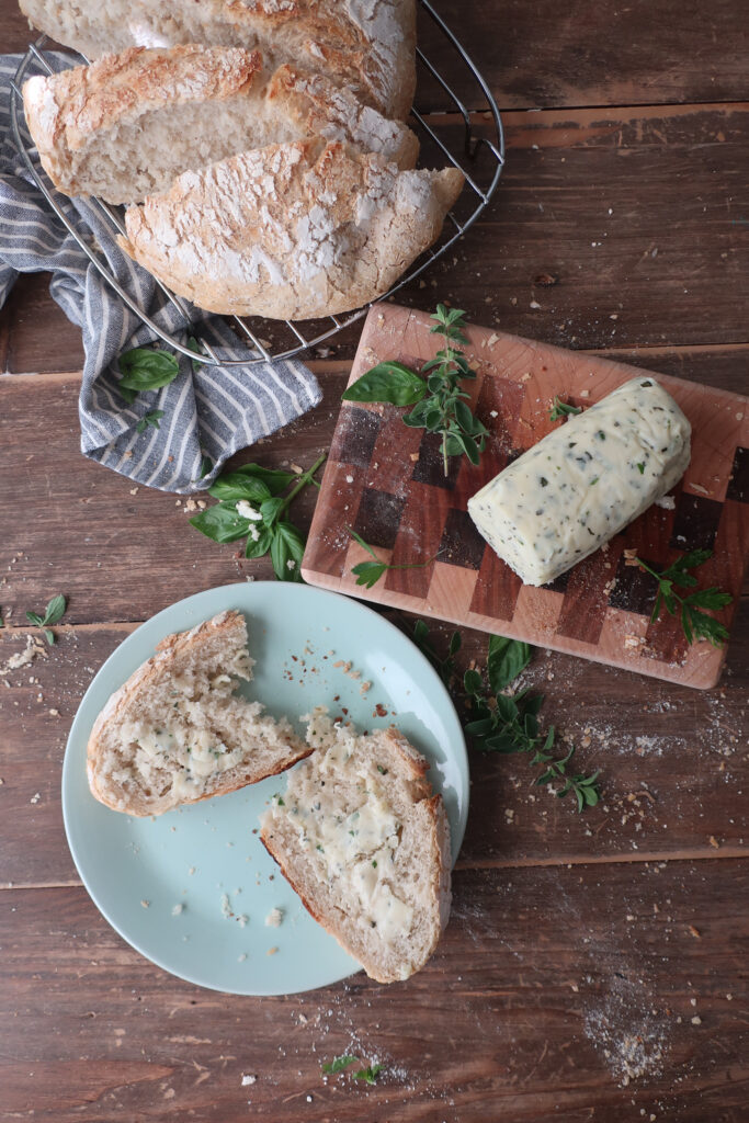 homemade herb butter with fresh bread