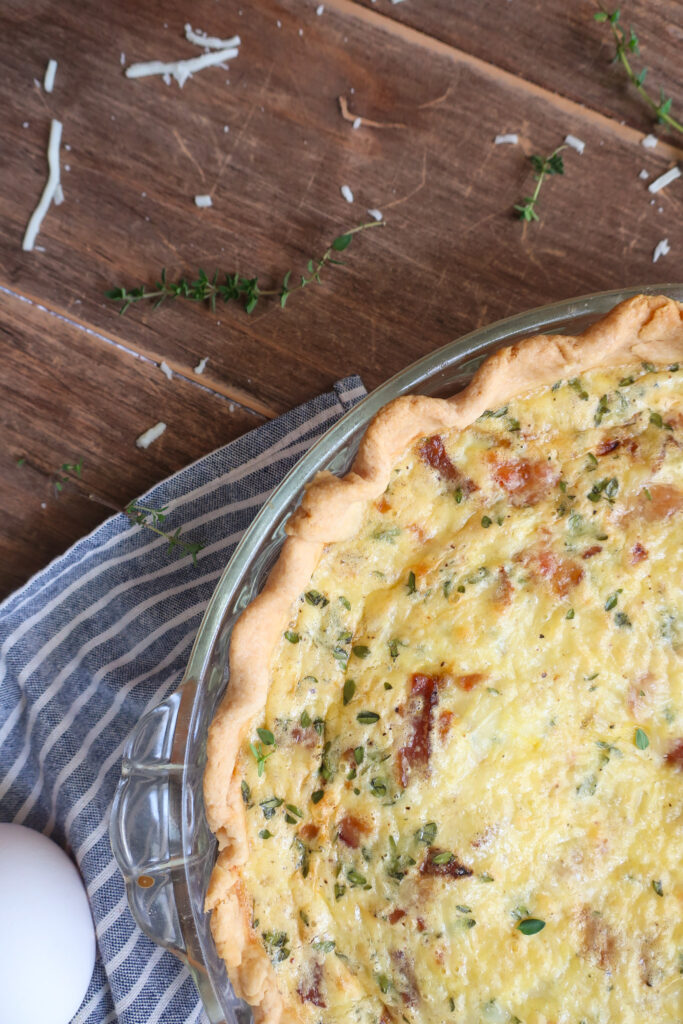 quiche lorraine with bacon and swiss cheese and gruyere