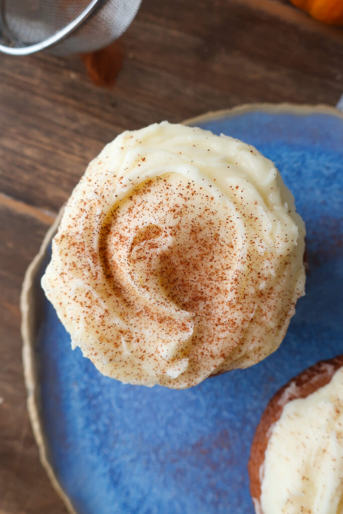 single serve pumpkin cupcakes with cream cheese frosting